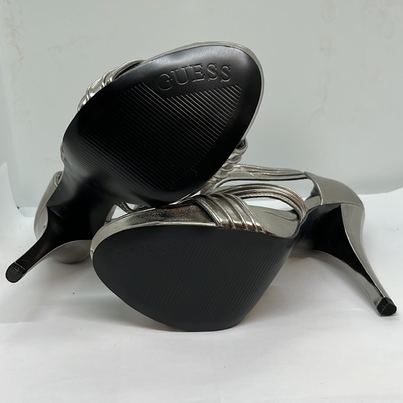 GUESS Silver Metallics 5” Heels Shoes, Zipper at Back - Picture 3 of 4